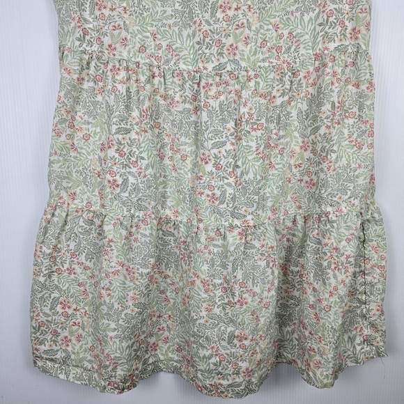 Joie Womens Sleeveless 100% Linen Floral Boho Peasant Tiered Mini Dress Size L - Picture 10 of 13